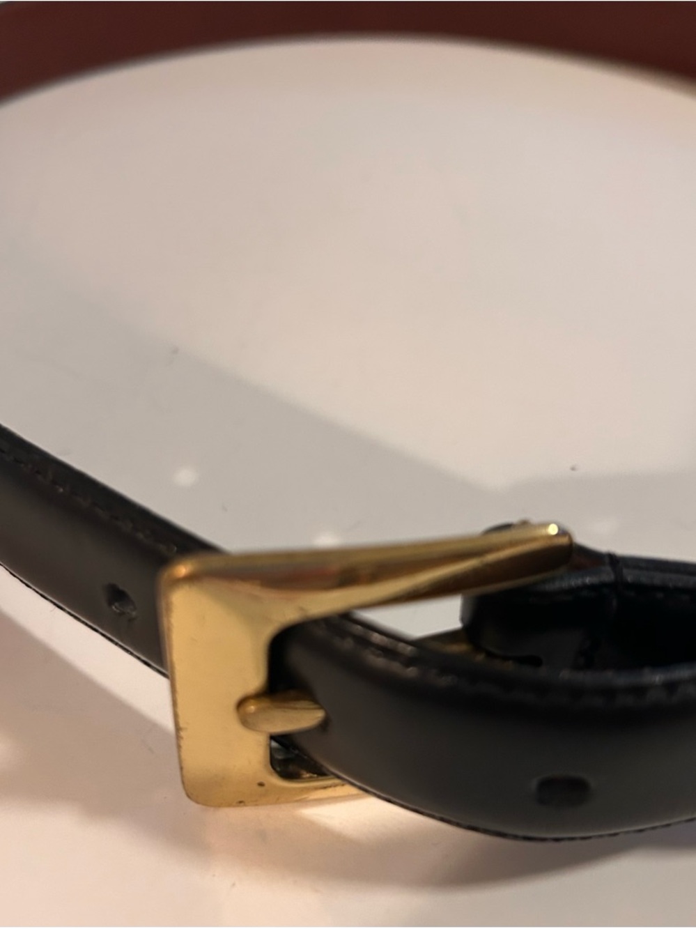 Coach Ladies Black Leather Belt with Gold plated Buckle. ACC-2